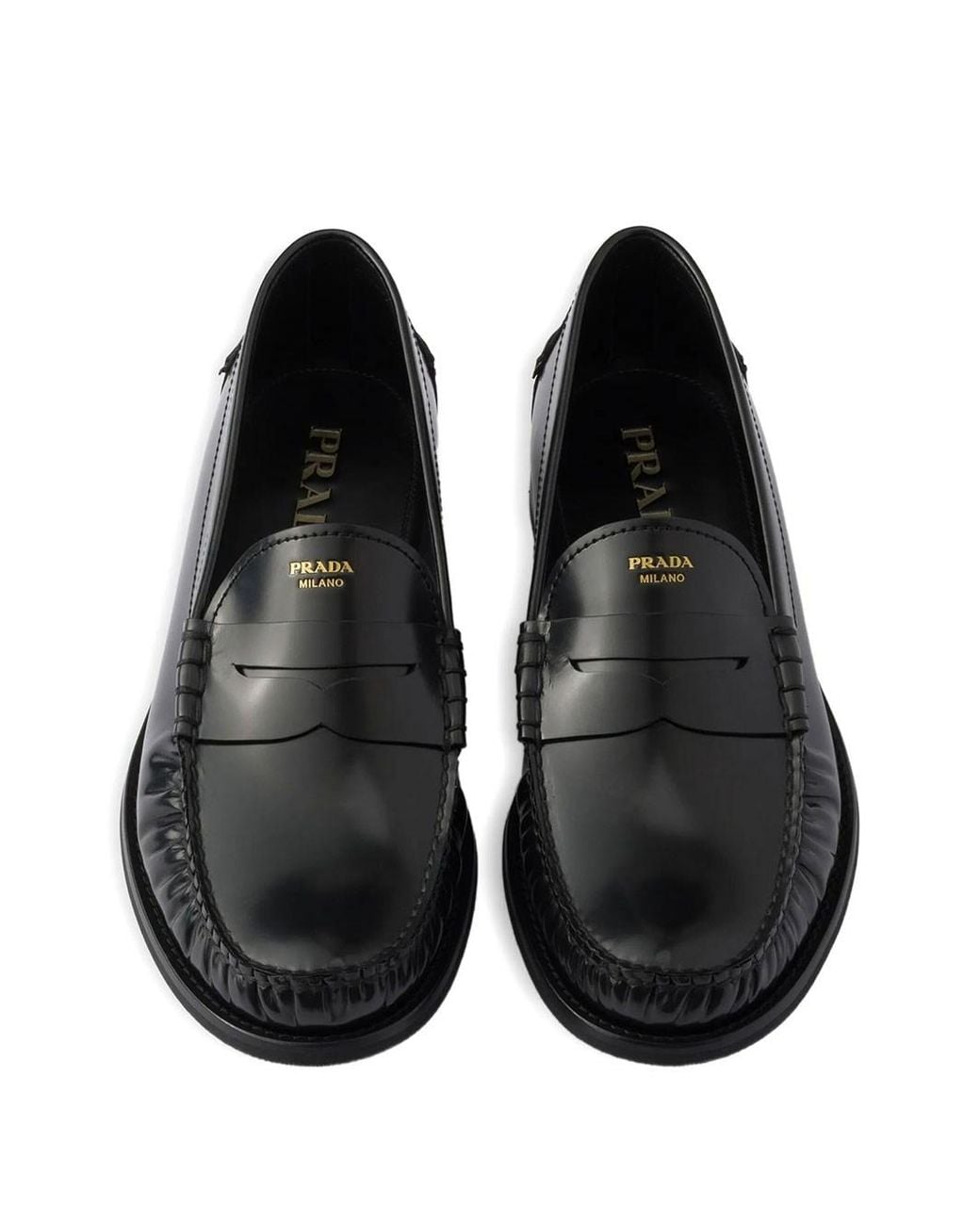 Prada Black Brushed Leather Loafers for men