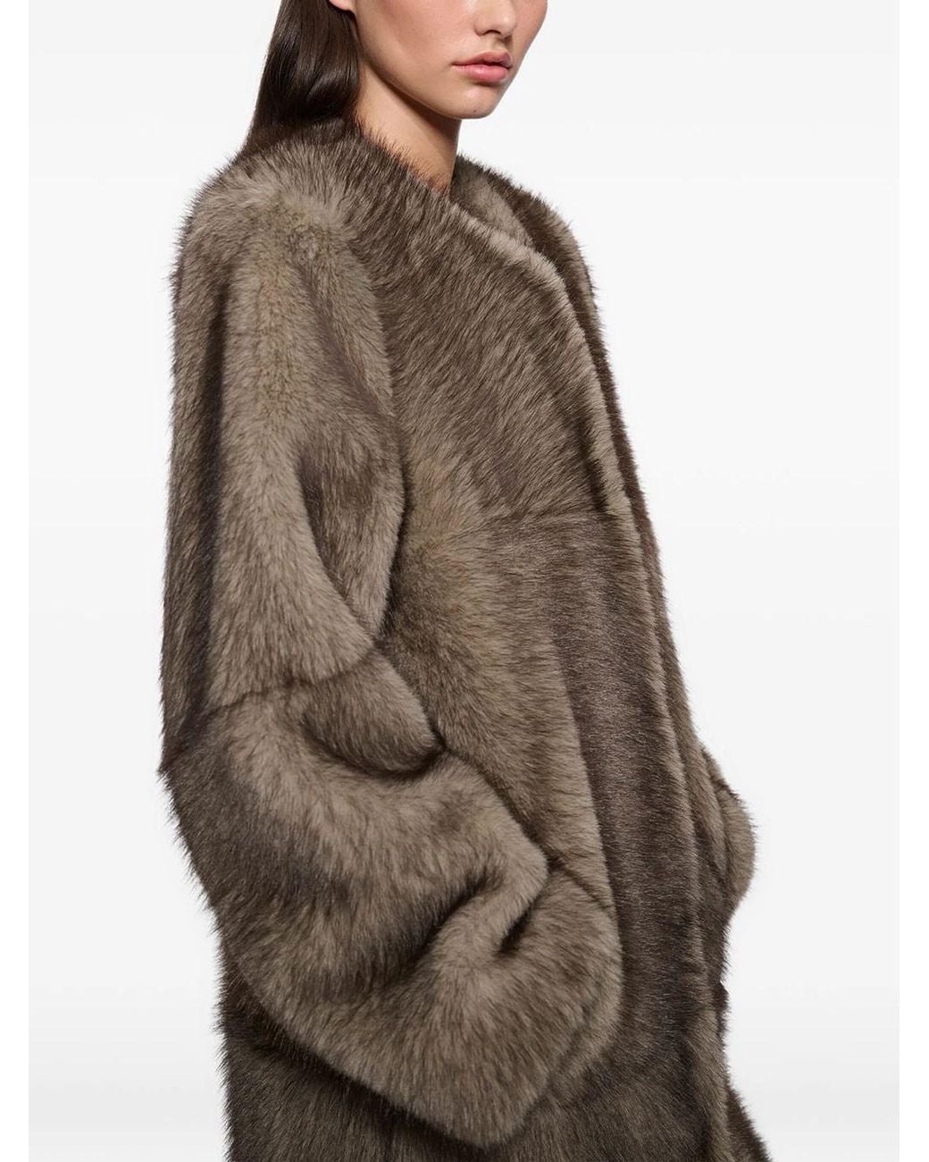Stand Studio Natural Hilma Faux Fur Coat