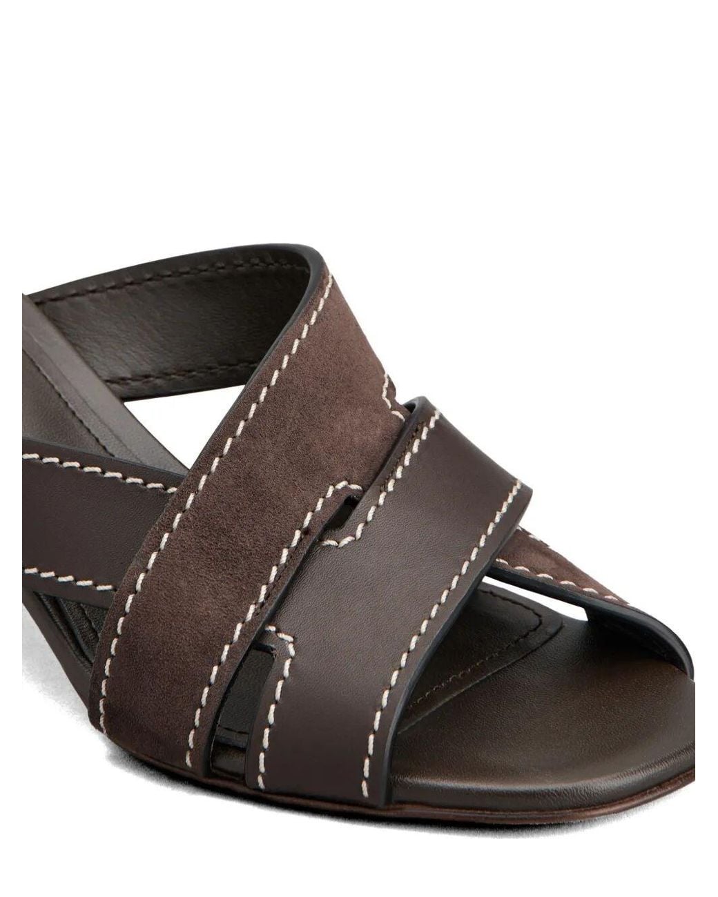 Tod's White T-Shaped Band Crossing Smooth Leather And Suede Sandals