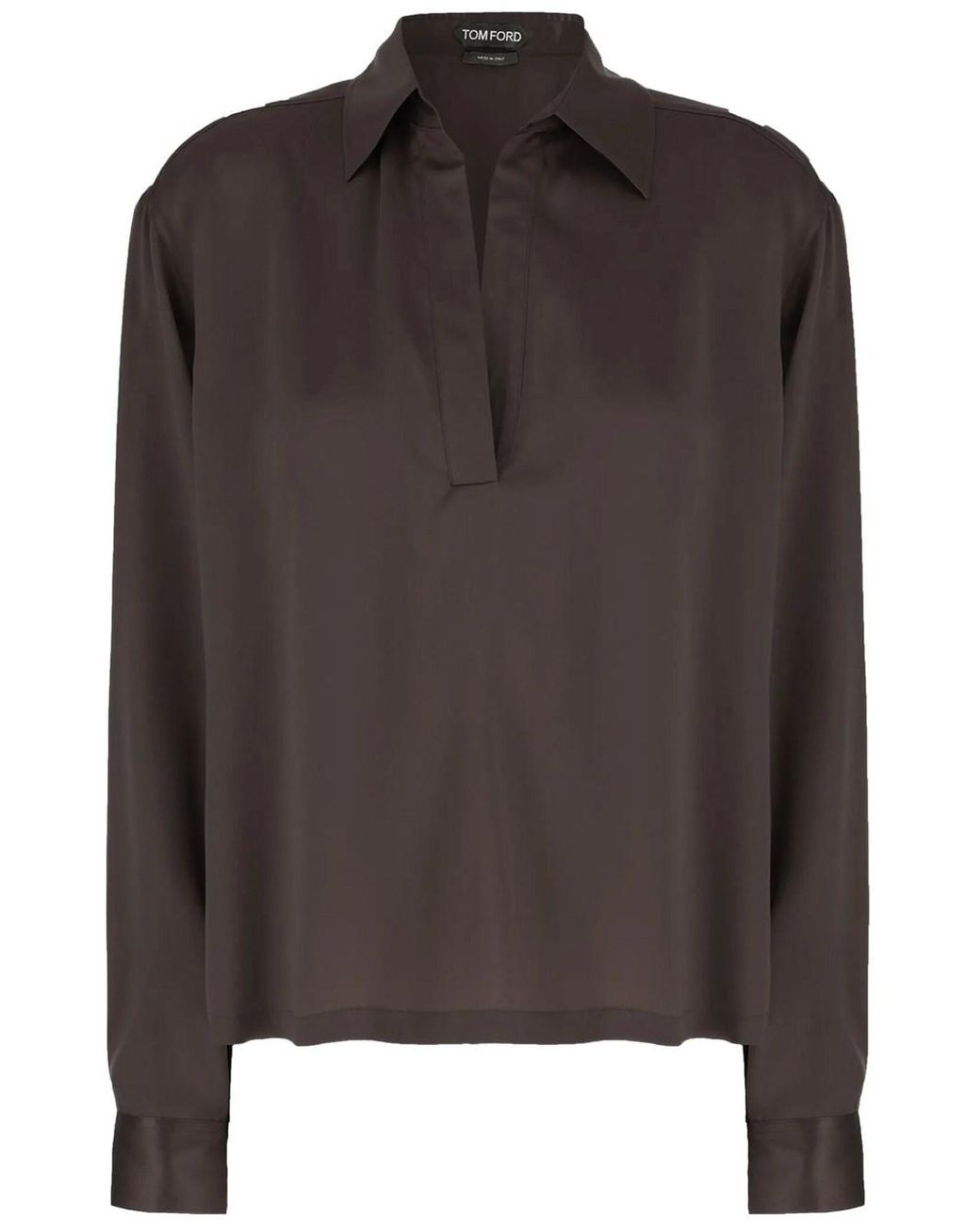 Tom Ford Brown Peach-Feel Silk Satin Polo