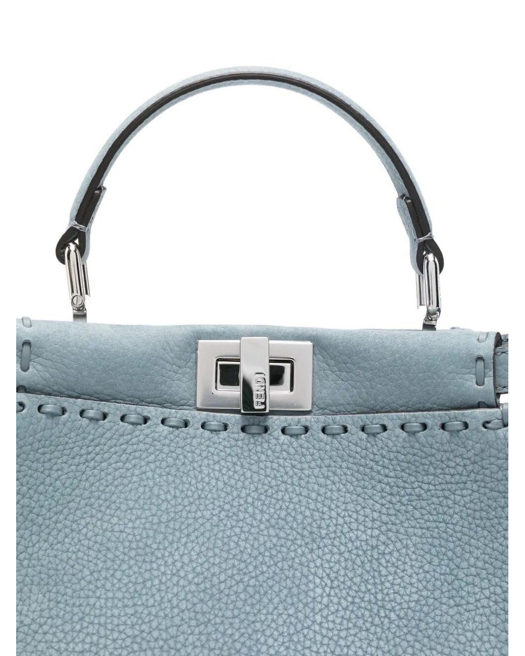 Fendi Blue Peekaboo Iseeu Mini Suede Bag