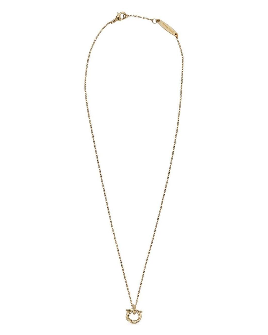 Ferragamo White Gancini Pendant Necklace