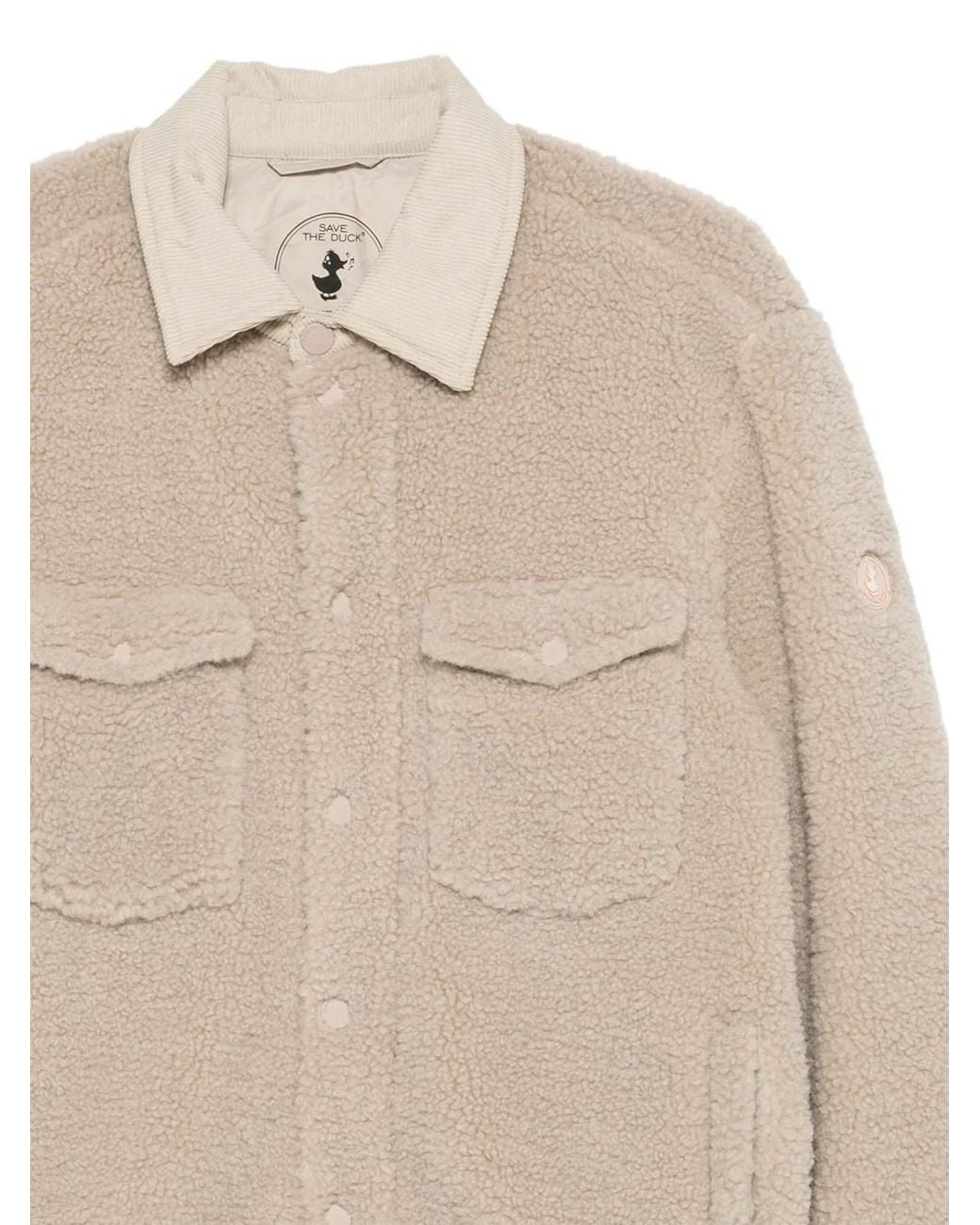 Save The Duck Natural Vadim Fleece Shirt Jacket With Corduroy Collar for men