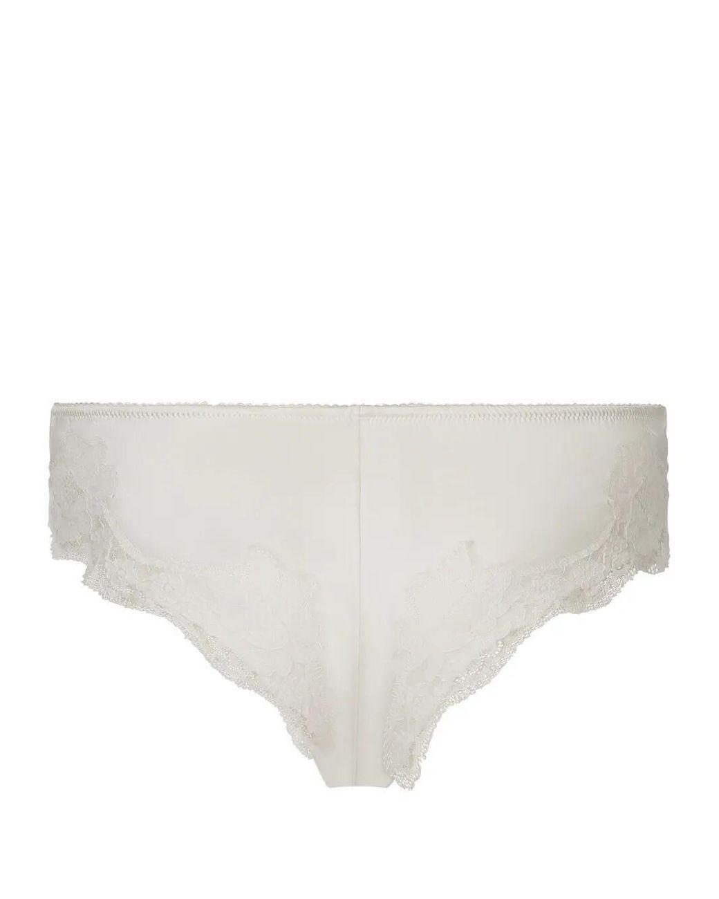 Dolce & Gabbana White Satin Briefs With Lace Detailing