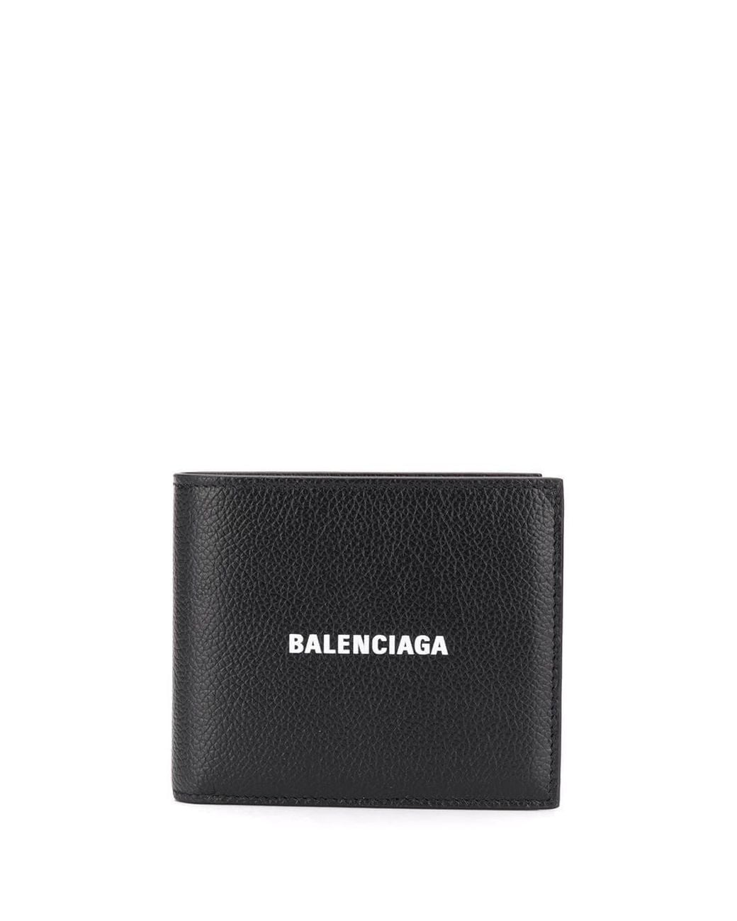 Balenciaga Black Leather Logo Bifold Wallet for men