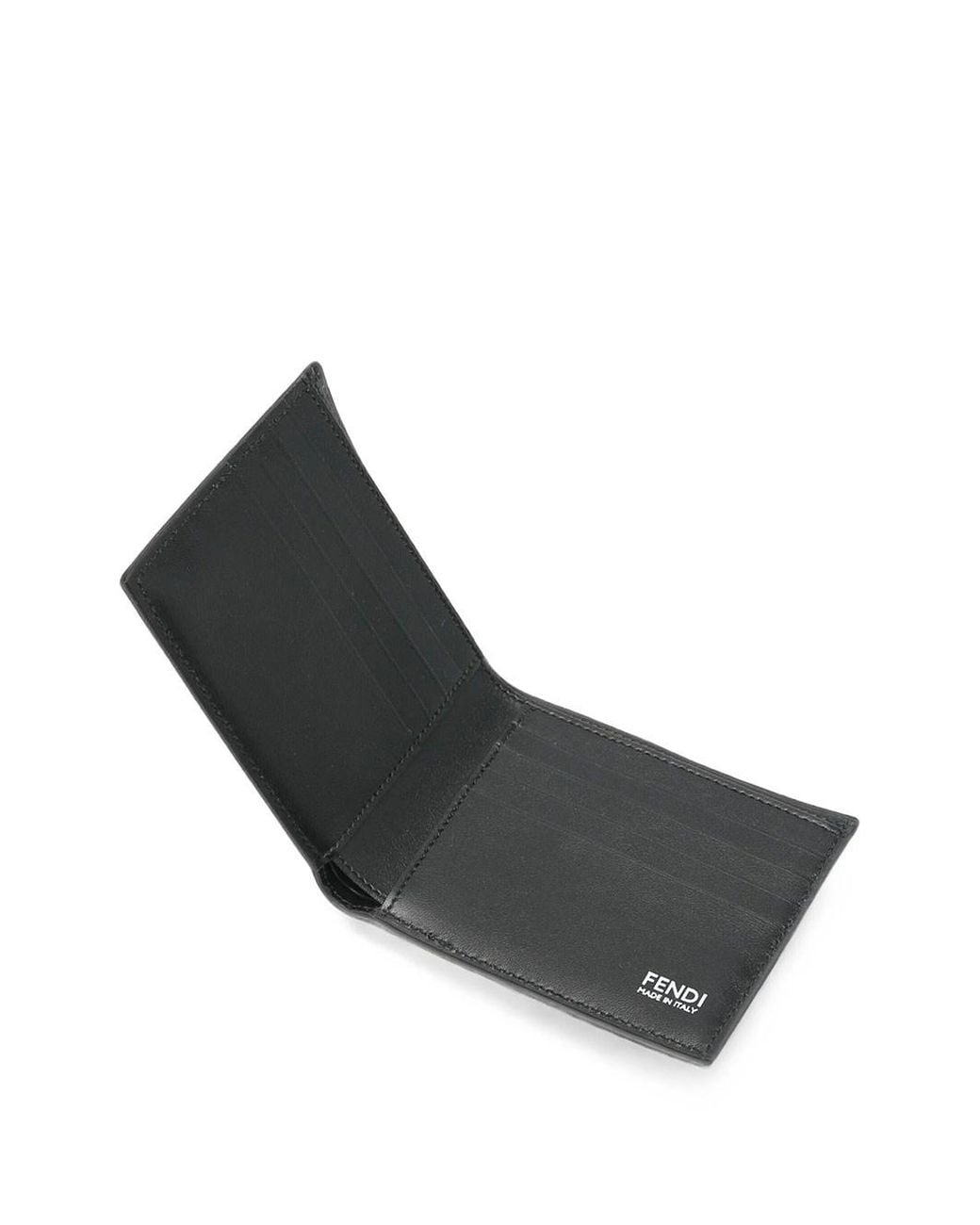 Fendi Black Ff Bi-Fold Grained Leather Wallet for men