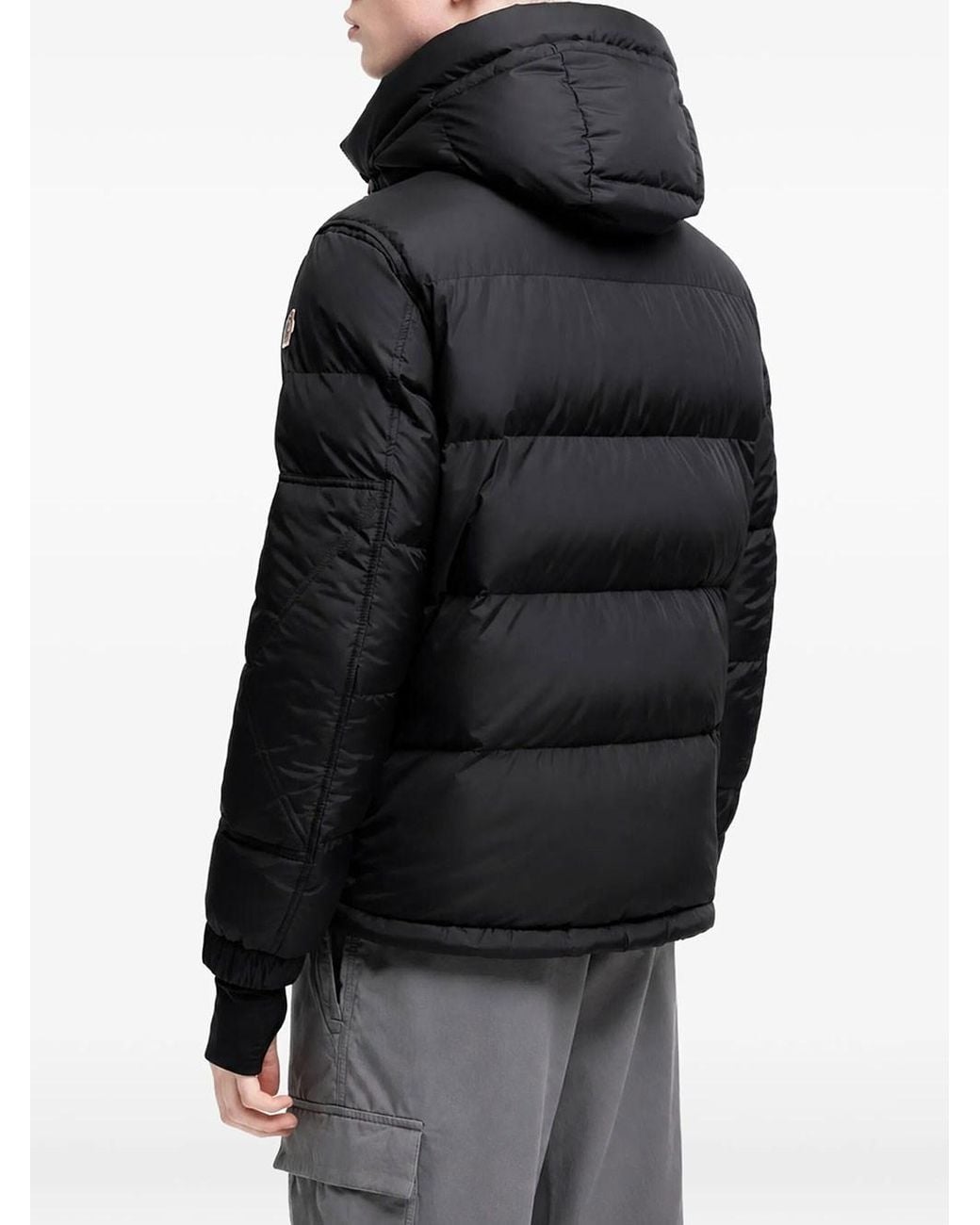 Moncler Black Water-Repellent Down Ski Jacket With Powder Skirt, Adjustable Hood & Ripstop Lining for men