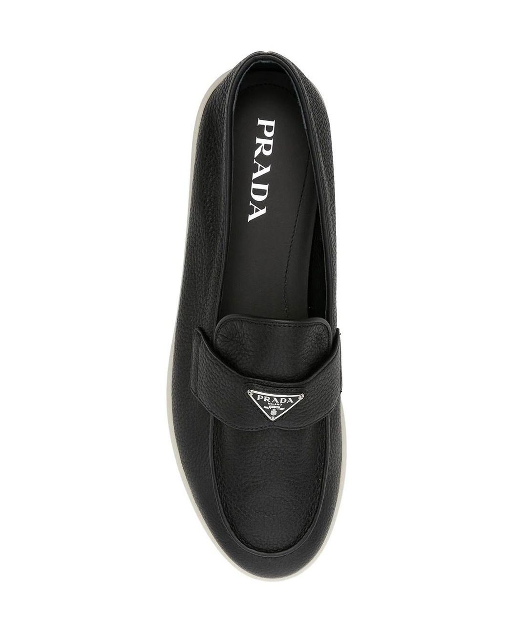 Prada Black Grained Leather Loafers for men