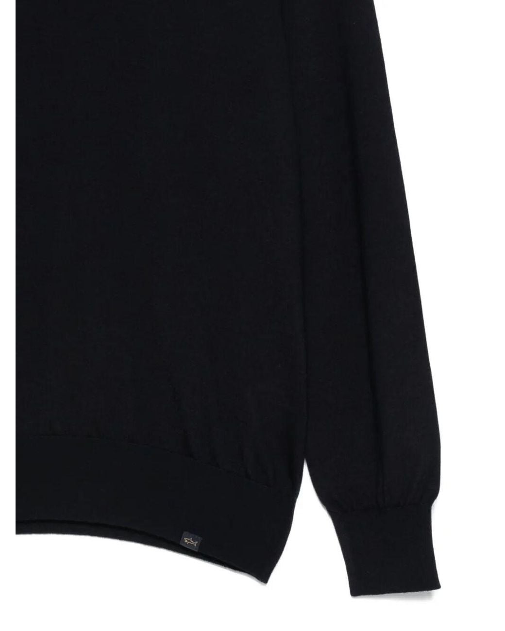 Paul & Shark Black Paul & Shark Crewneck Wool Sweater With Inserts for men