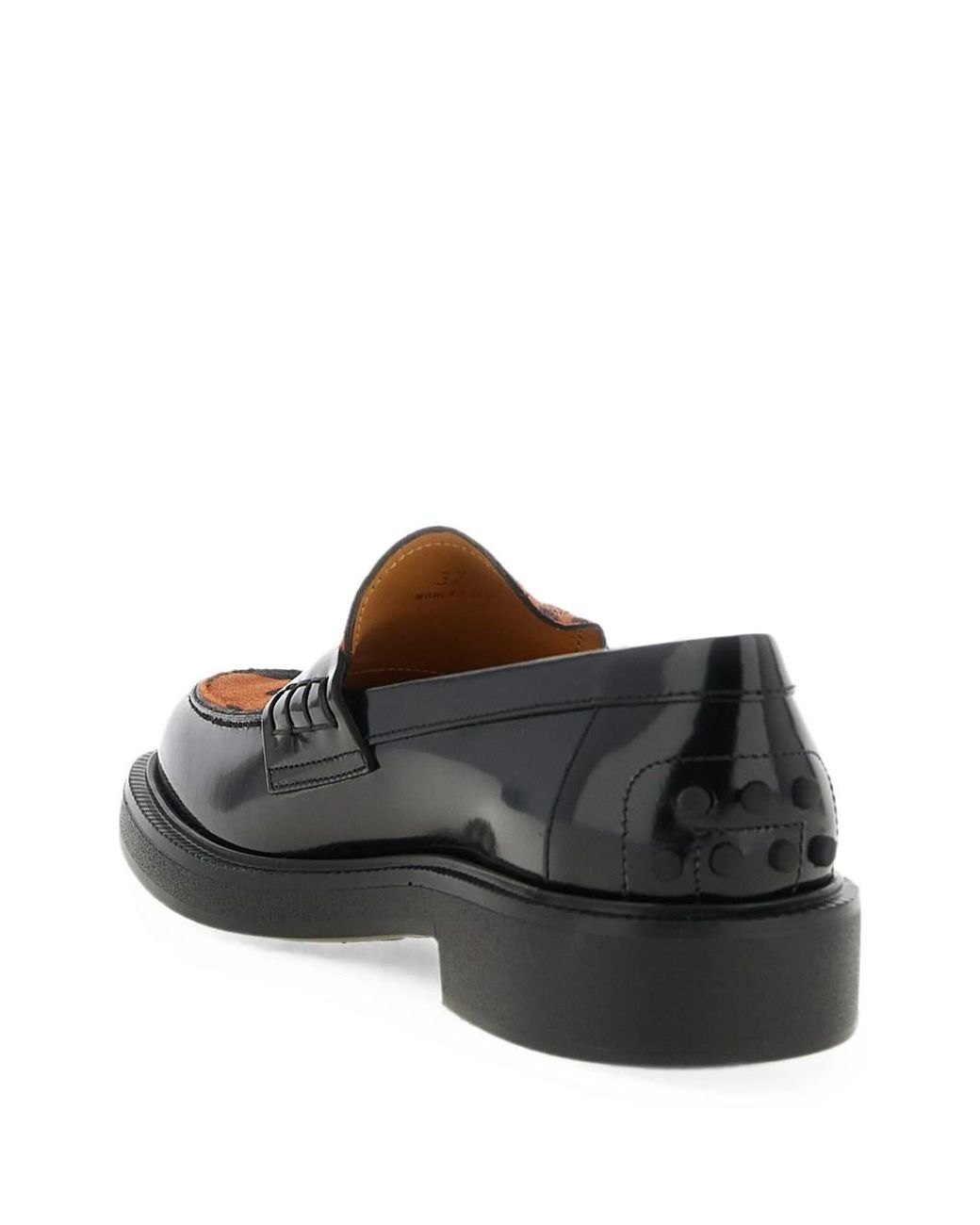 Tod's Black Leather Loafers With Animal-Print Panel