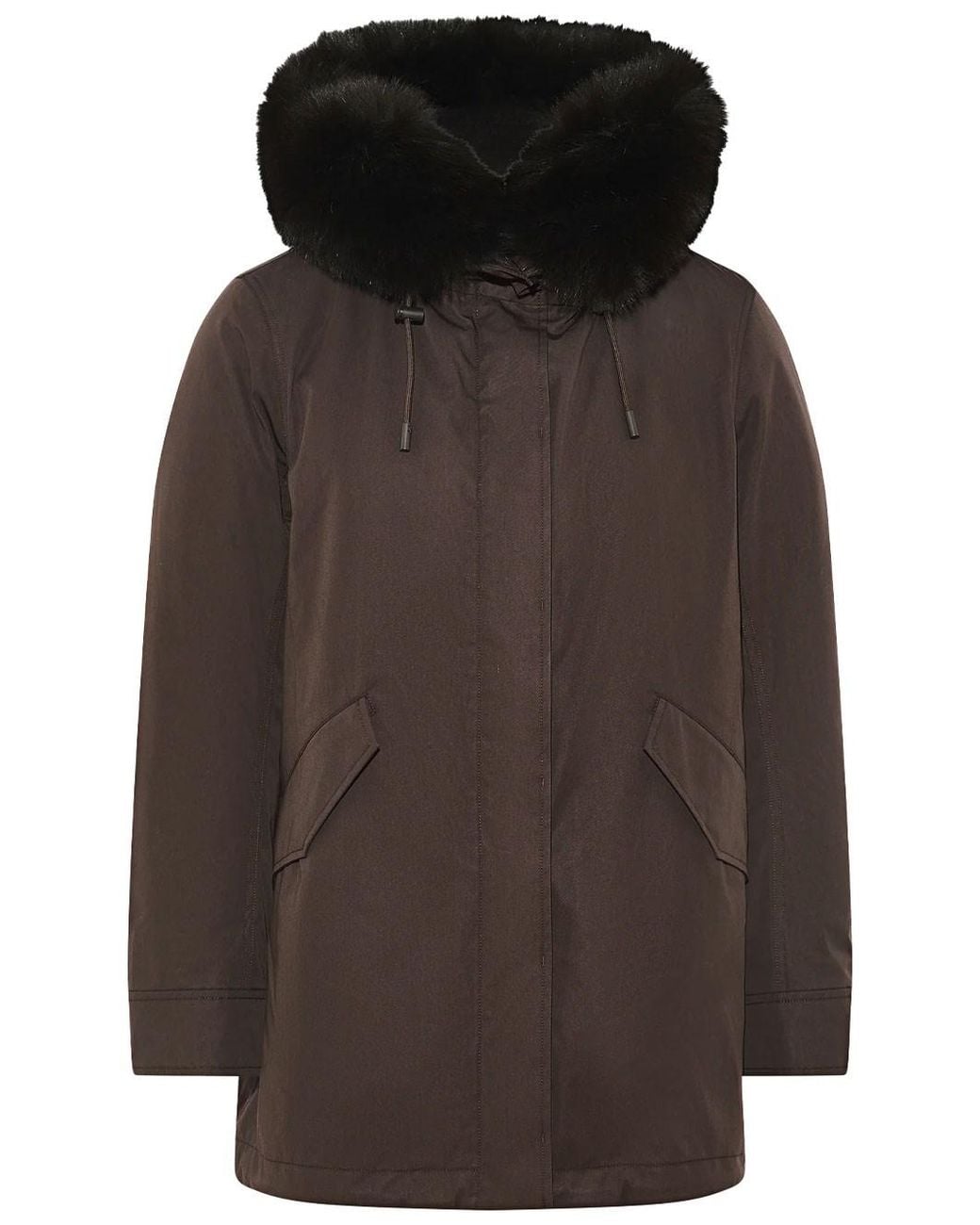 Yves Salomon Brown Iconic Short Water-Repellent Cotton-Blend Parka With Fox