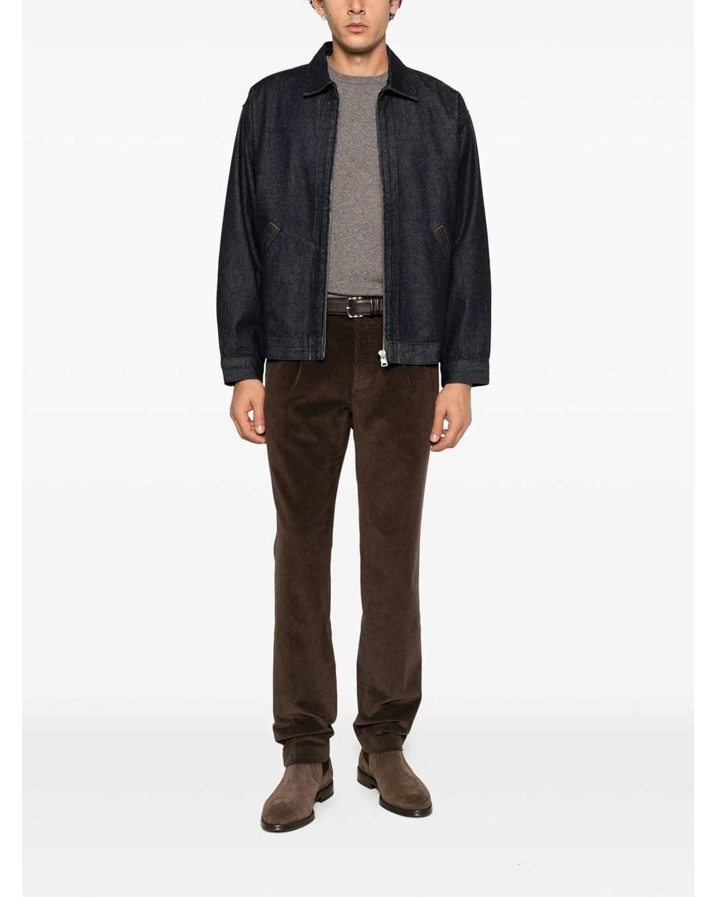 Incotex Black Ribbed Ducal Trousers for men