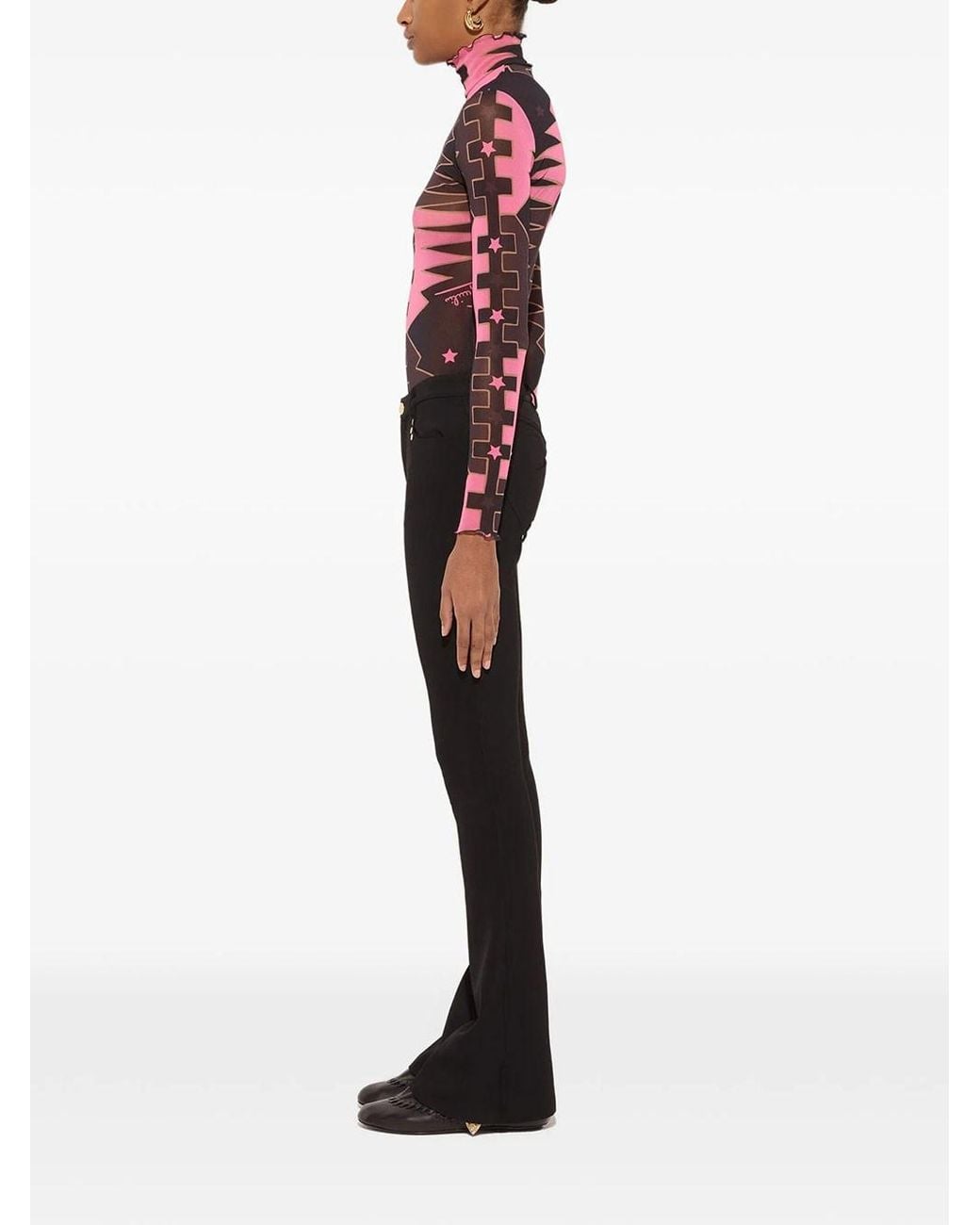 Emilio Pucci Red High-Neck Tulle Top