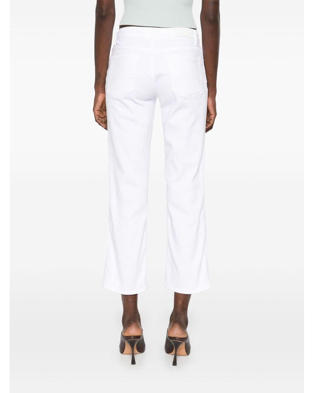 7 For All Mankind White Title: Bootcut Stretch Denim Jeans With Metallic Fibre
