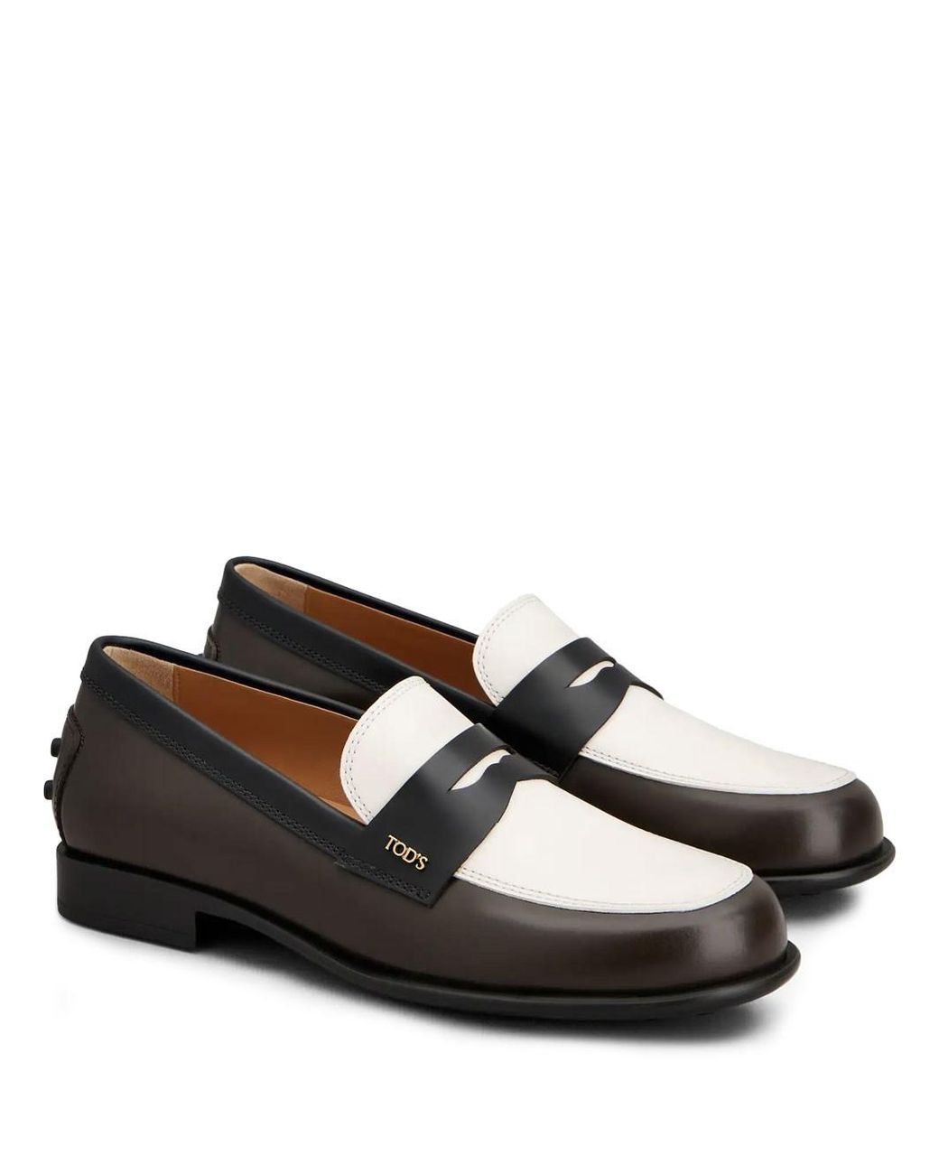 Tod's Black Two-Tone Calfskin Leather Loafers