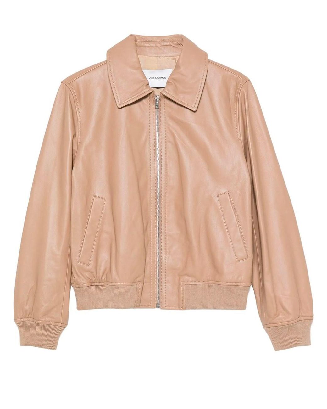 Yves Salomon Natural Zip-Up Leather Jacket