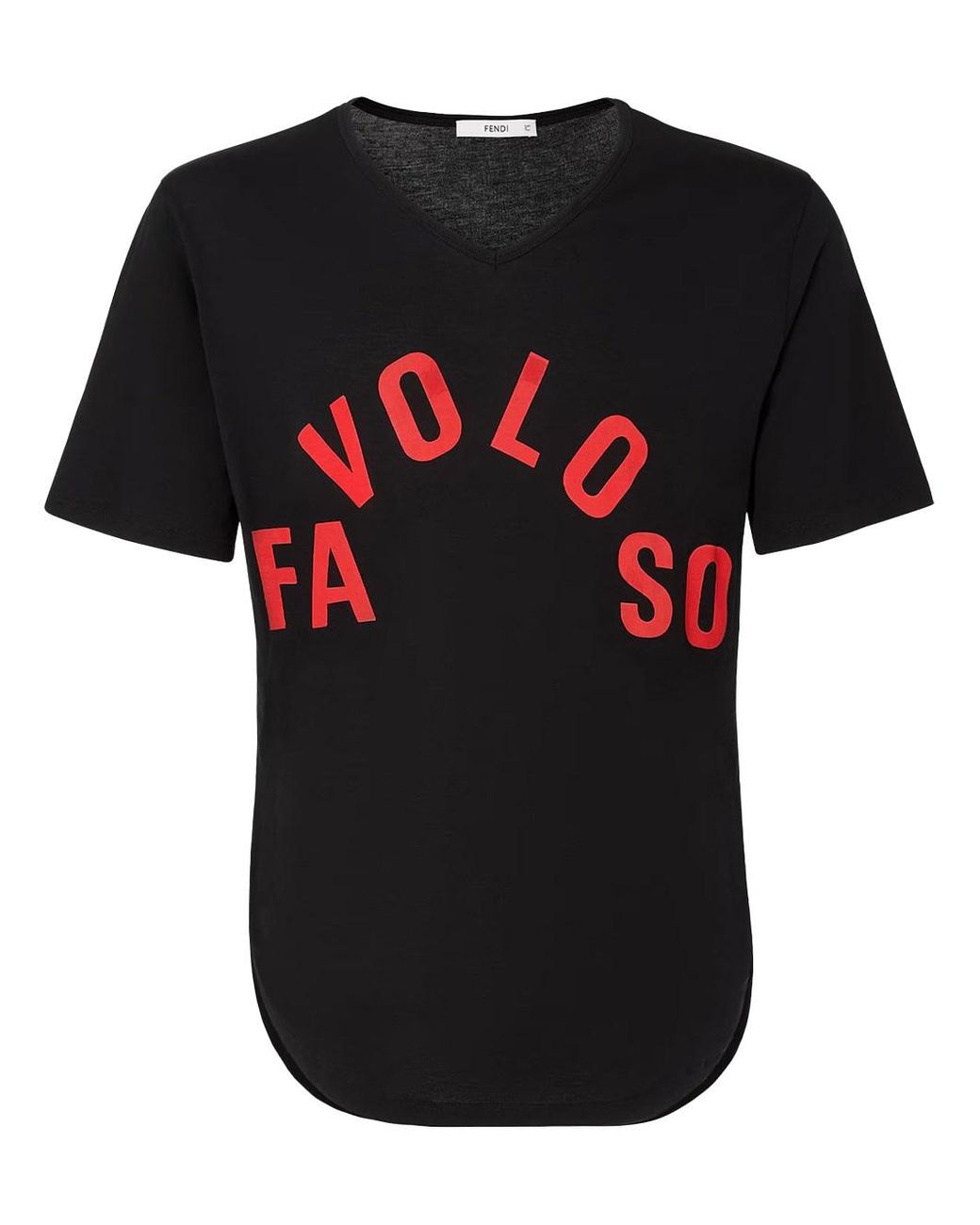 Fendi Black Cotton T-shirt With Favoloso Print for men