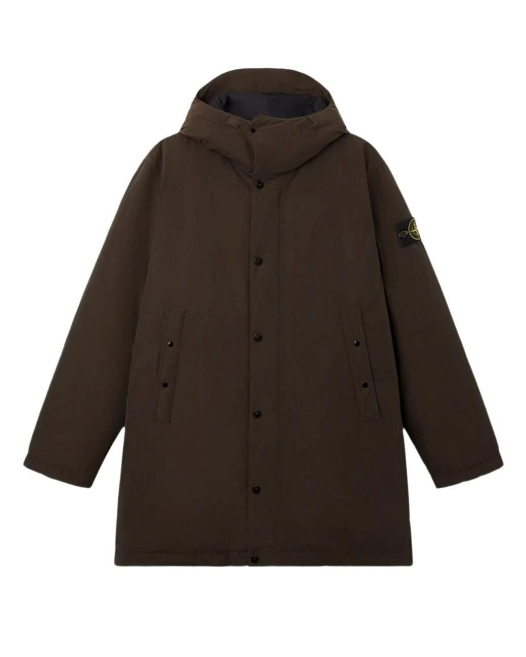 Stone Island Brown Parka Lungo Imbottito for men