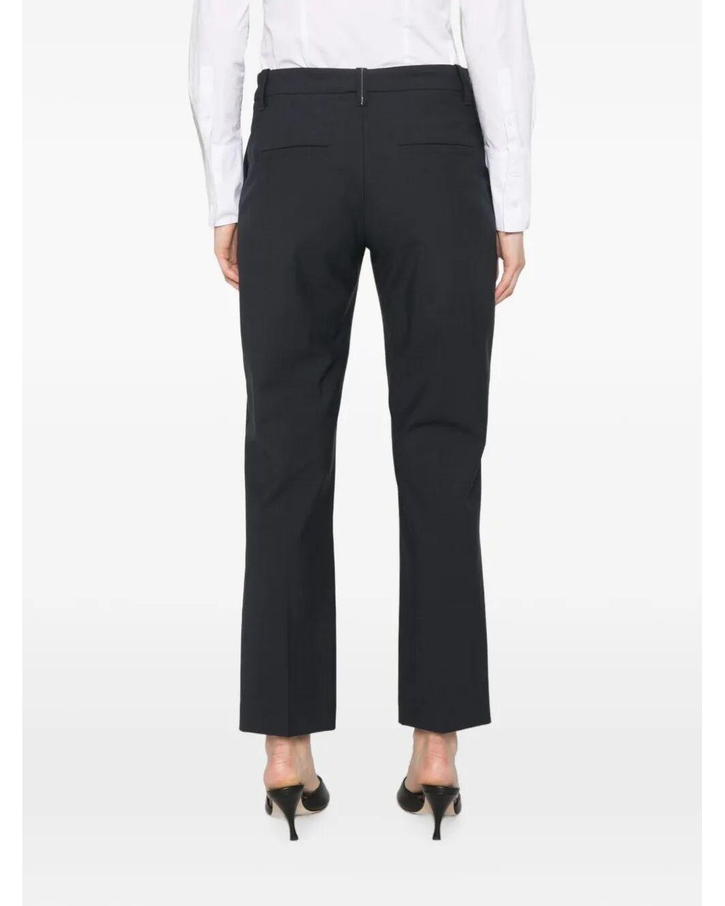 Brunello Cucinelli Blue Pressed-Crease Wool Trousers