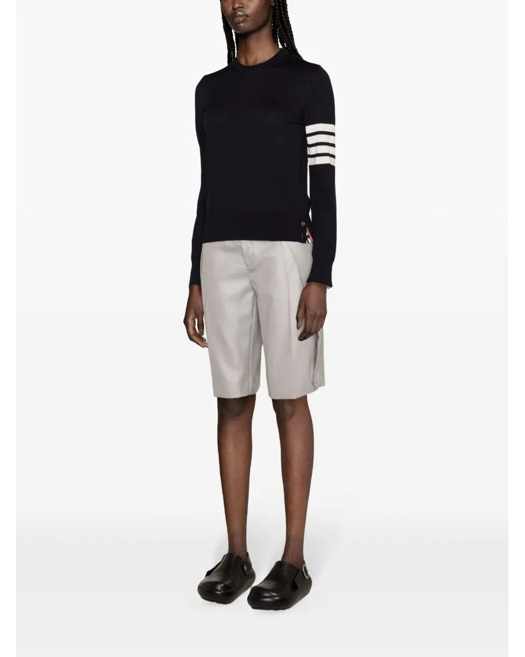 Thom Browne Black Wool 4-Bar Relaxed Pullover