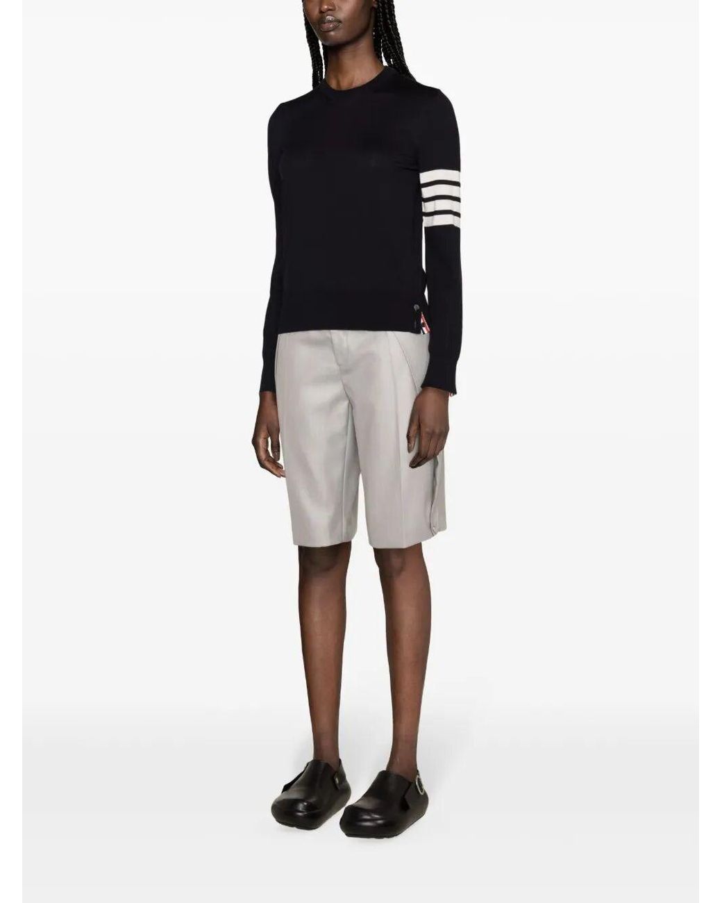 Thom Browne Black Wool 4-Bar Relaxed Pullover
