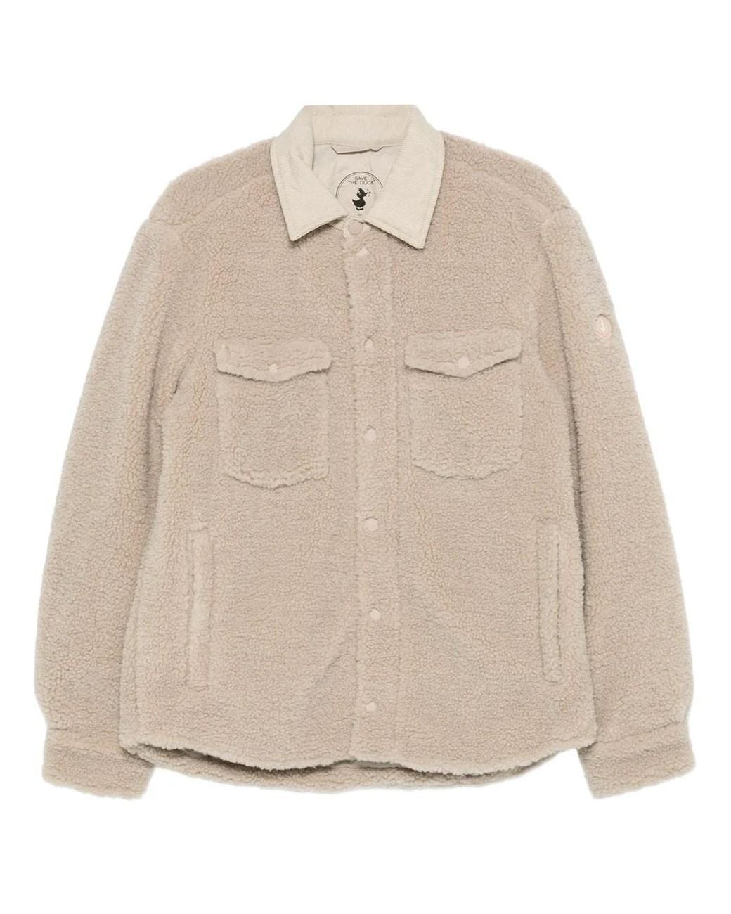 Save The Duck Natural Vadim Fleece Shirt Jacket With Corduroy Collar for men