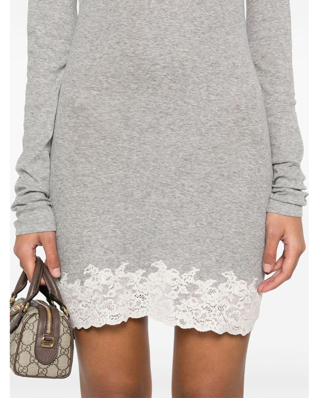 Miu Miu Cotton Mini Dress in Grey | Lyst Canada Miu Miu Cotton Mini Dress in Grey | Lyst Canada