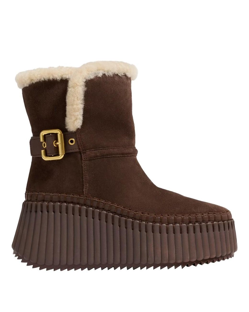 Chloé Brown Nama Suede Ankle Boots With Shearling Lining