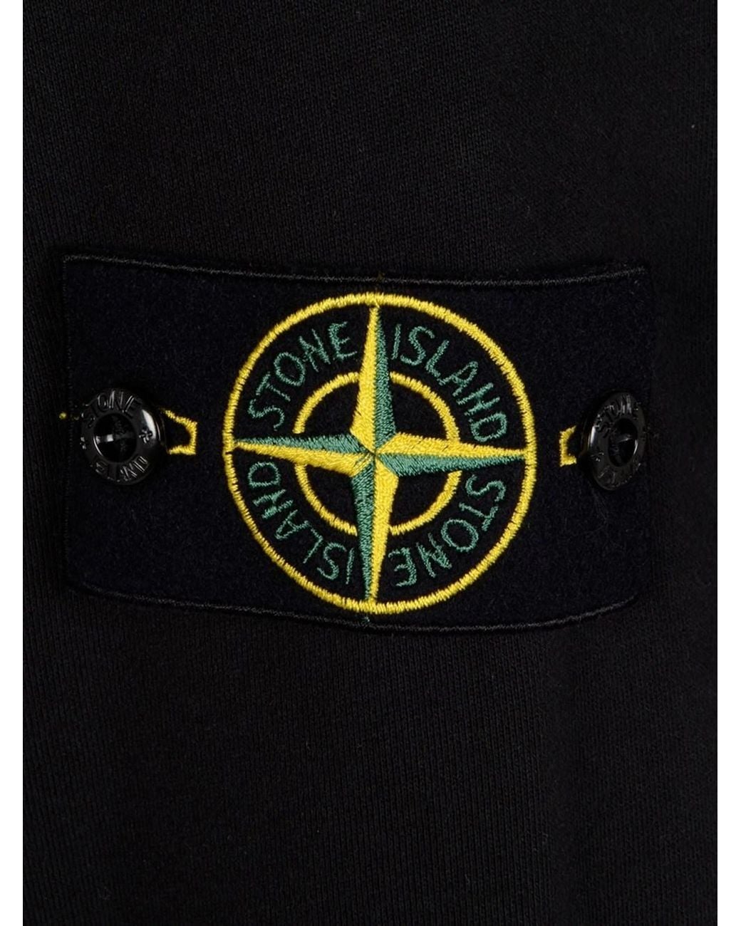 Stone Island Black Regular Fit Crew Neck Sweatshirt With Raglan Sleeves for men