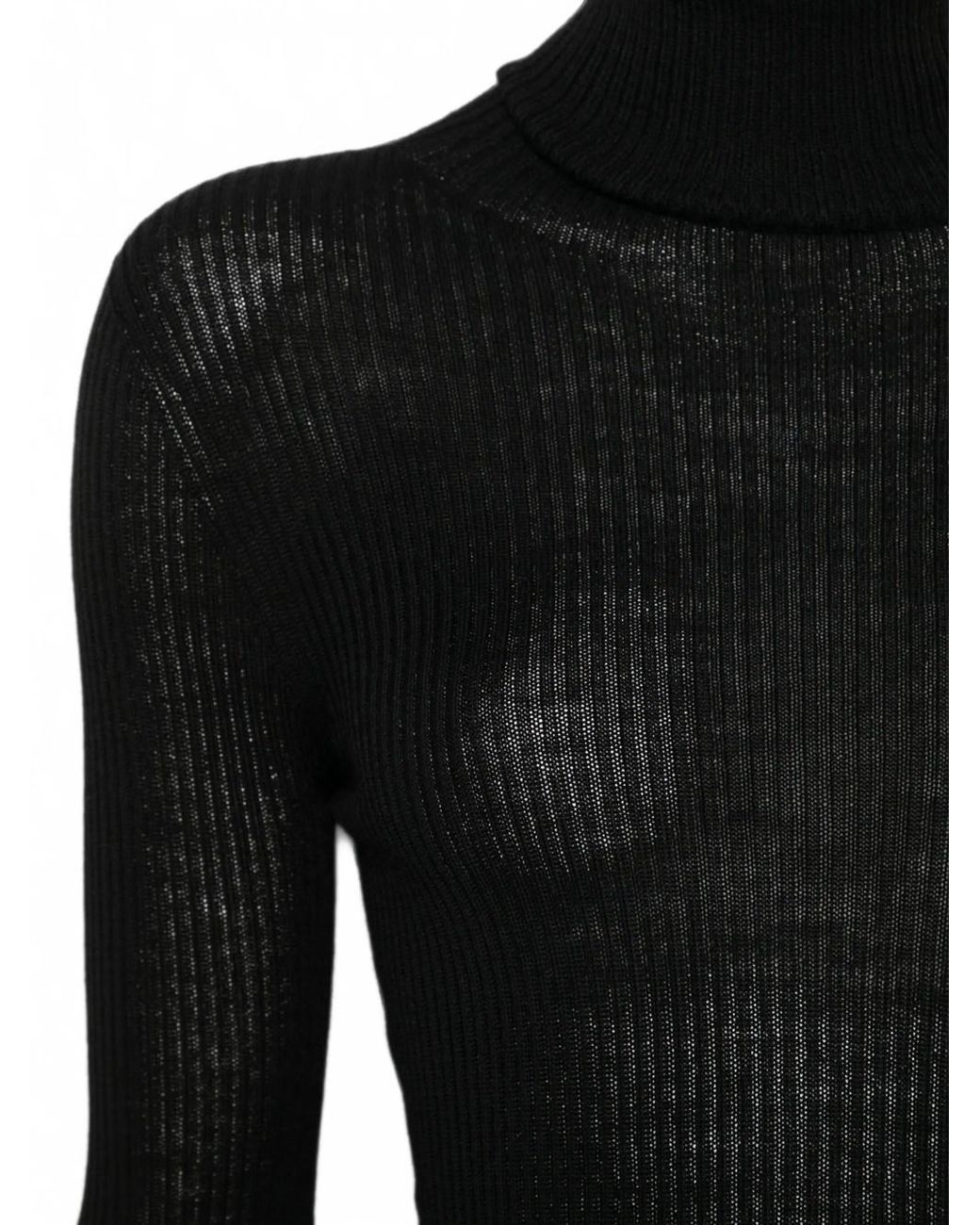Roberto Collina Black Merino Wool Turtleneck Pullover