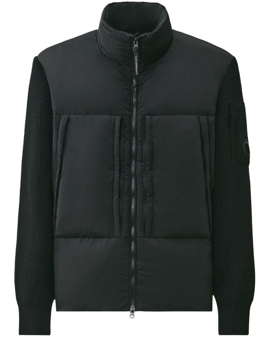 C P Company Black Extrafine Merino Wool Blend Zip Sweater for men