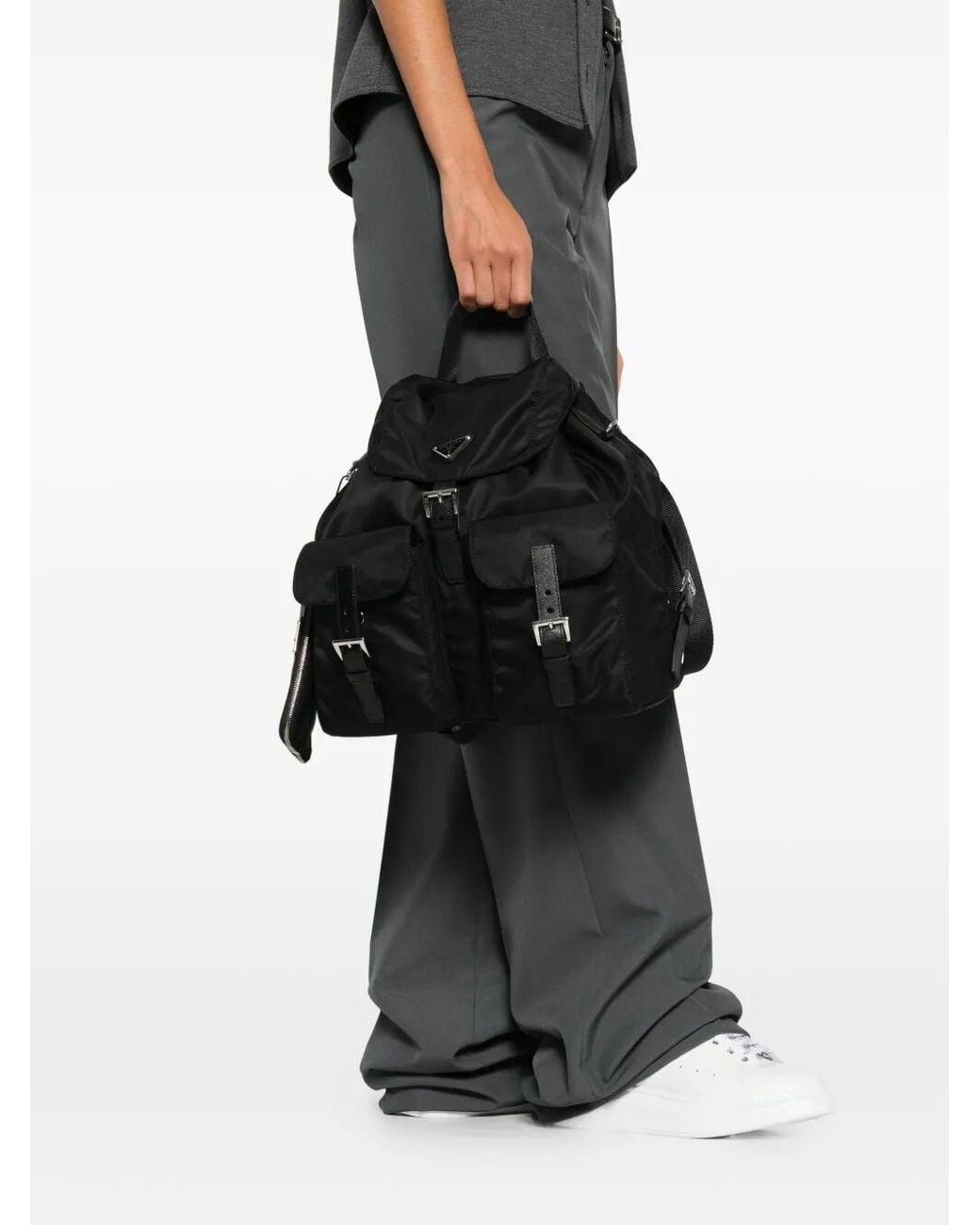 Prada Black Medium Re-Nylon Backpack With Pouch Bags