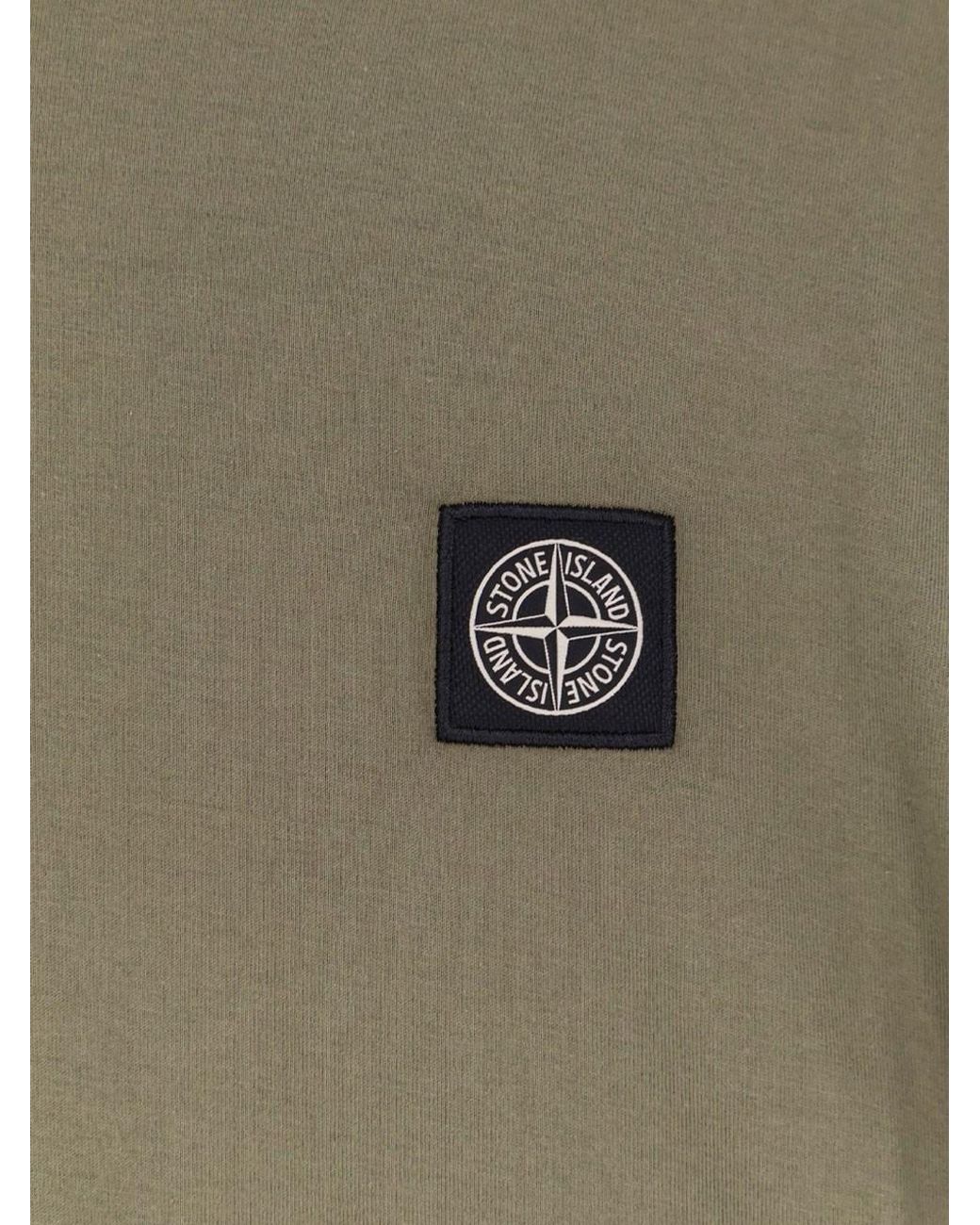 Stone Island Green Slim Fit T-Shirt With Compass Badge for men