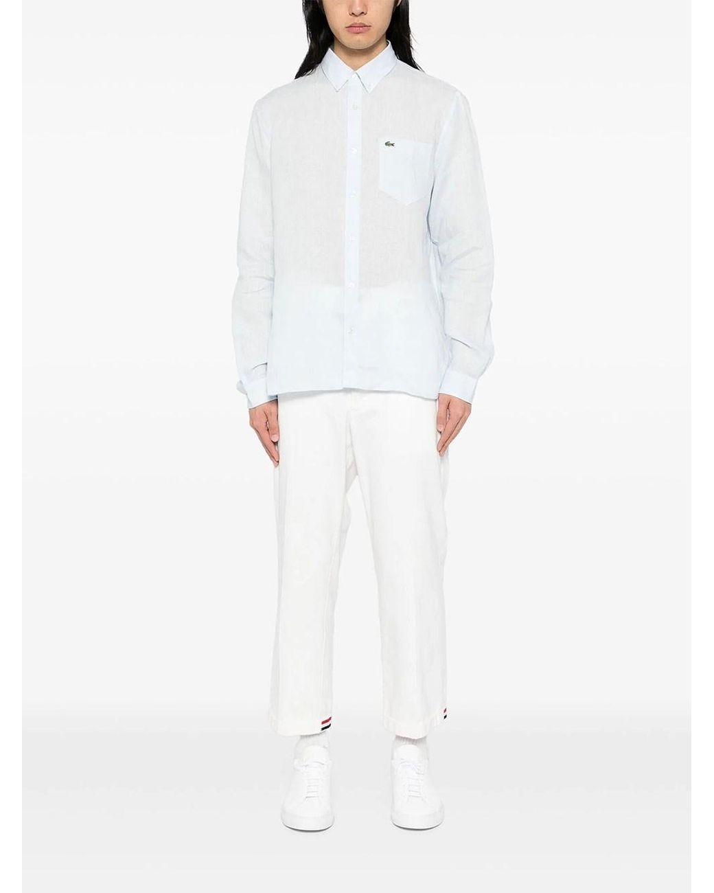 Lacoste Blue Regular-Fit Linen Shirt for men