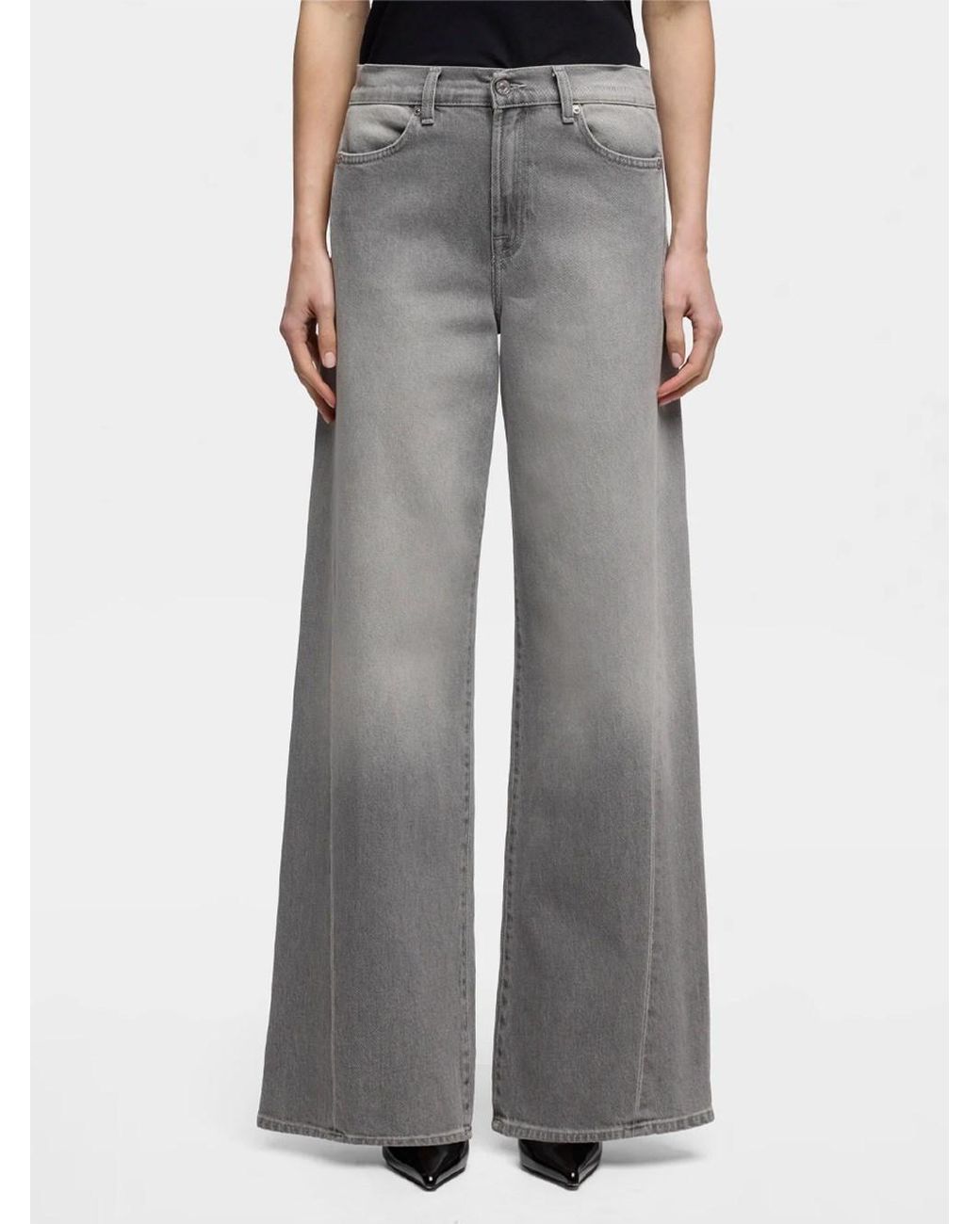 7 For All Mankind Gray Jeans Tailorless Lotta Con Gamba Ampia