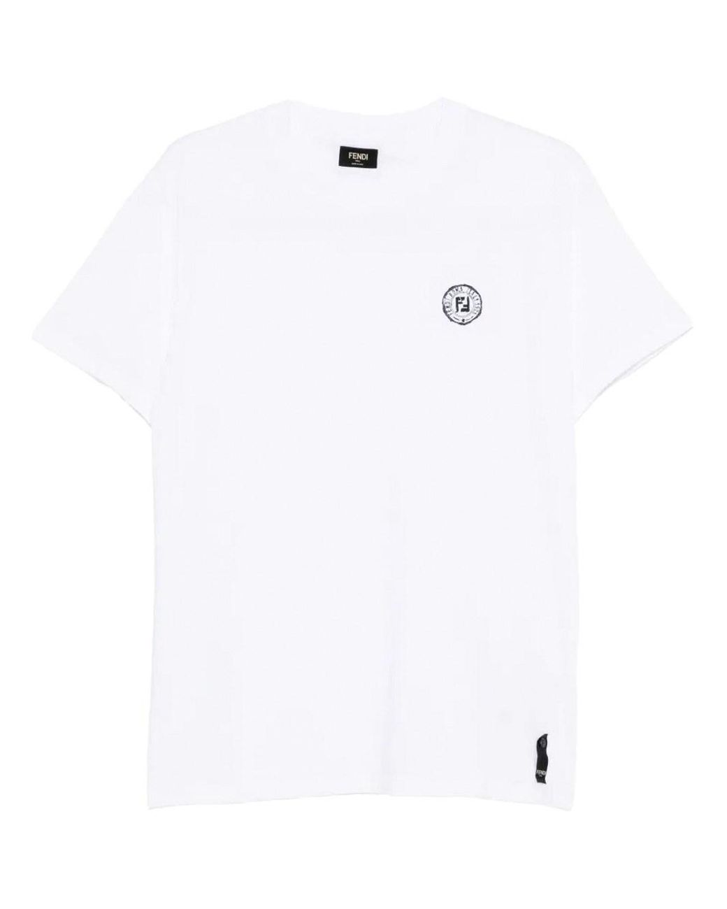 Fendi White Stamp T-Shirt for men