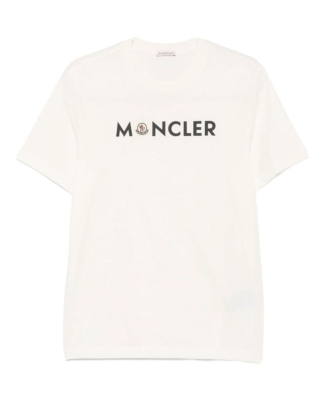 Moncler White Logo Cotton T-Shirt for men