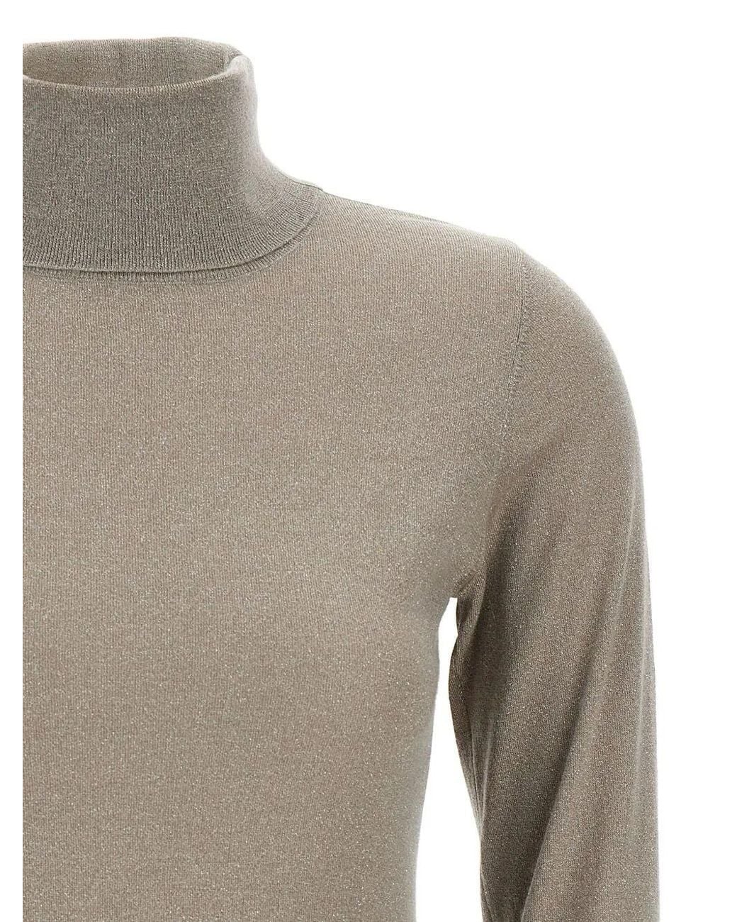 Brunello Cucinelli Gray Cashmere Turtle-Neck Sweater