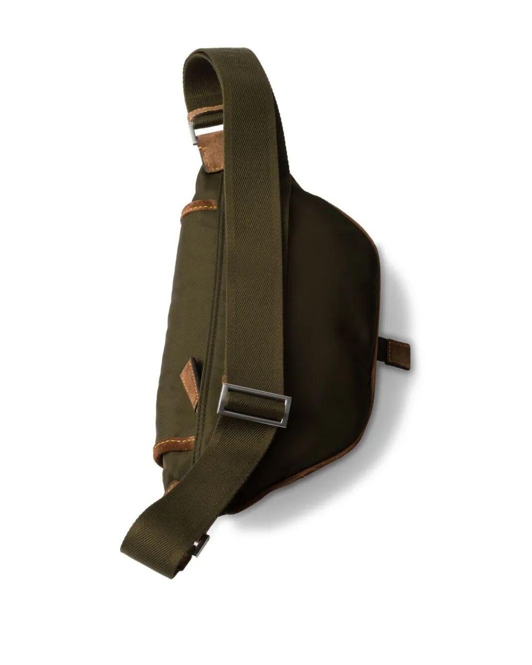 Prada Brown Re-Nylon And Suede Belt Bag for men