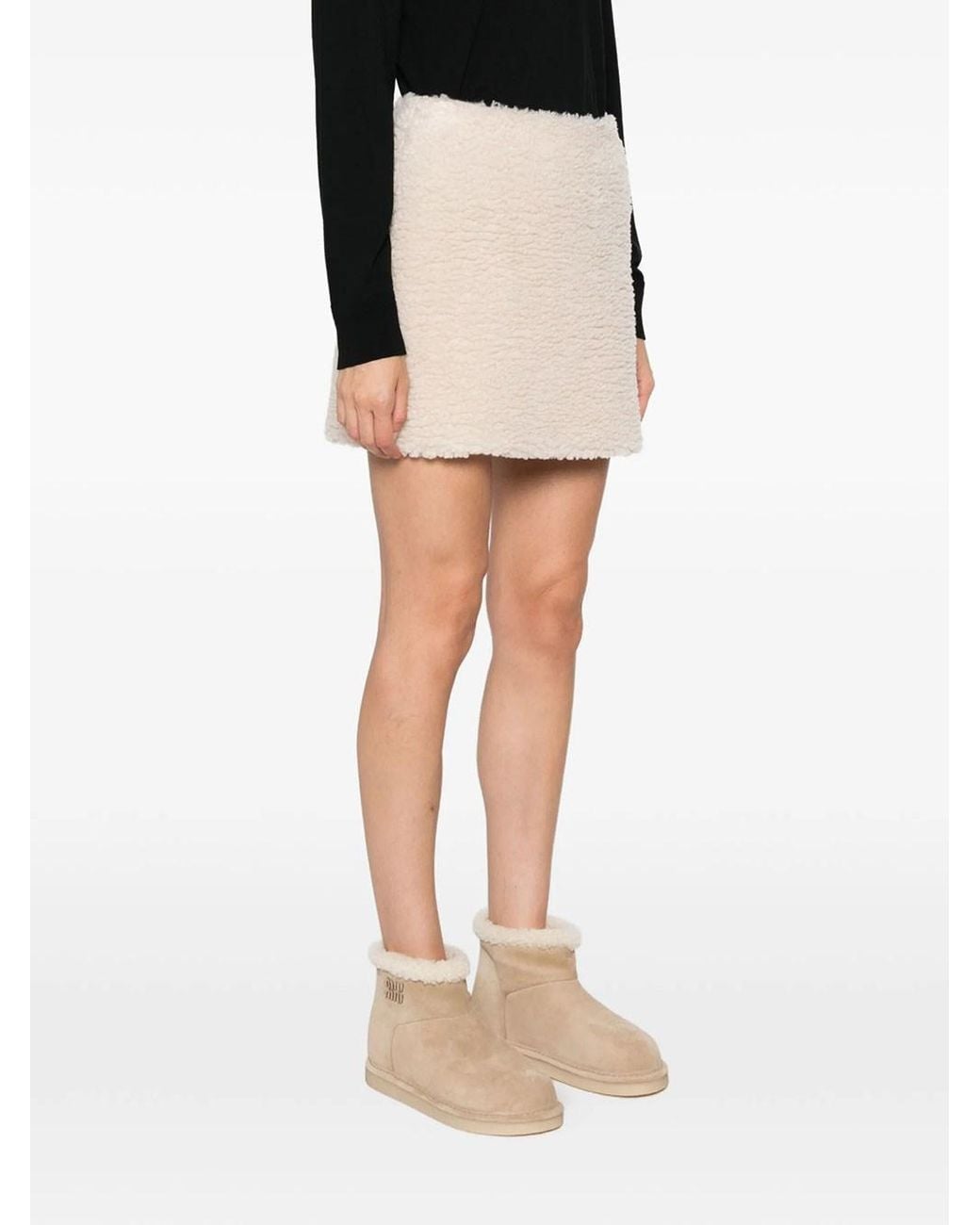 Moncler Natural Teddy-Effect Mini Skirt