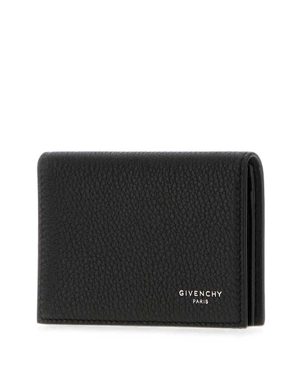 Givenchy Black Logo-Print Grained Leather Bi-Fold Card Holder for men