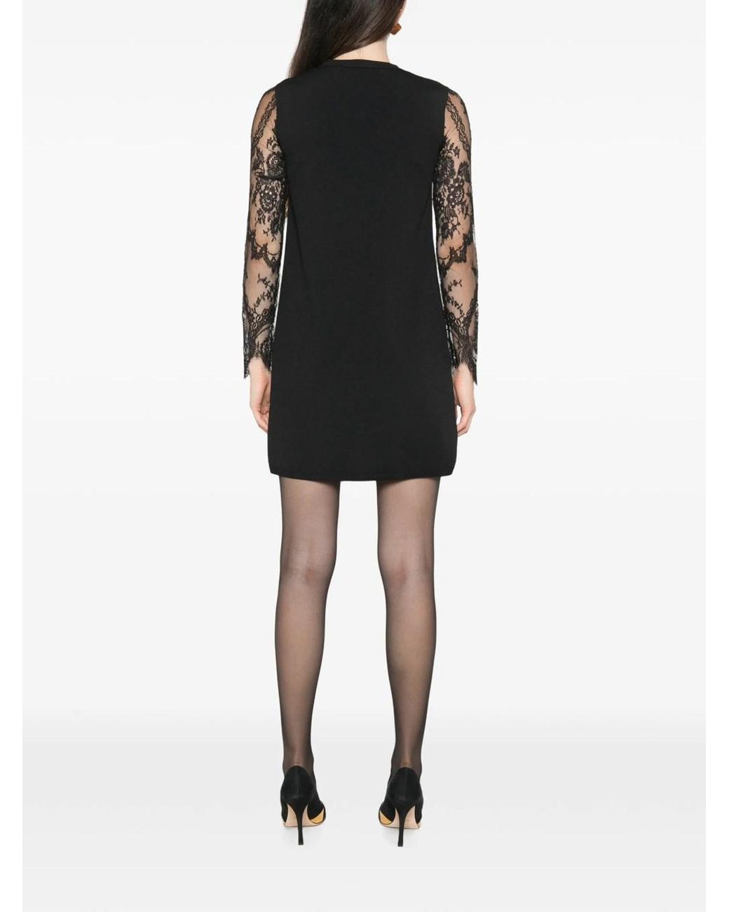 Valentino Garavani Black Mini Dress With Lace Sleeves