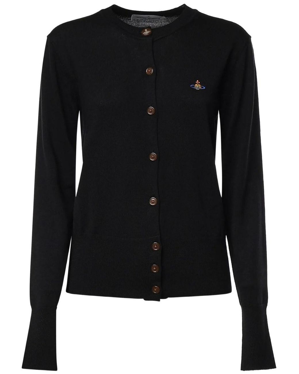 Vivienne Westwood Black Bea Embroidered Button-Down Wool Cardigan