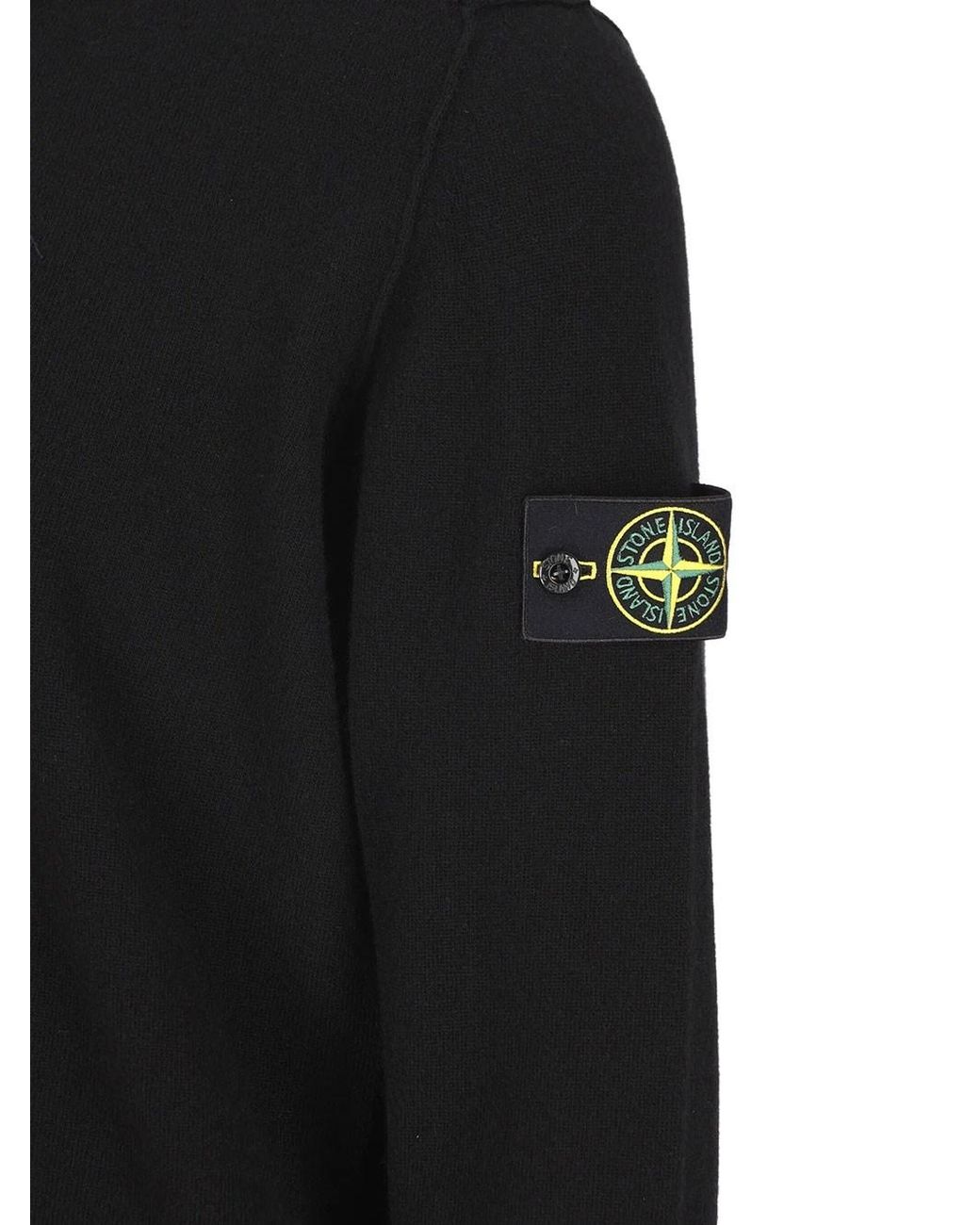 Stone Island Black Wool Sweater for men