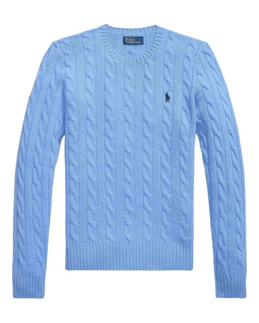 Polo Ralph Lauren Blue Cable Wool And Cashmere Crewneck Jumper for men