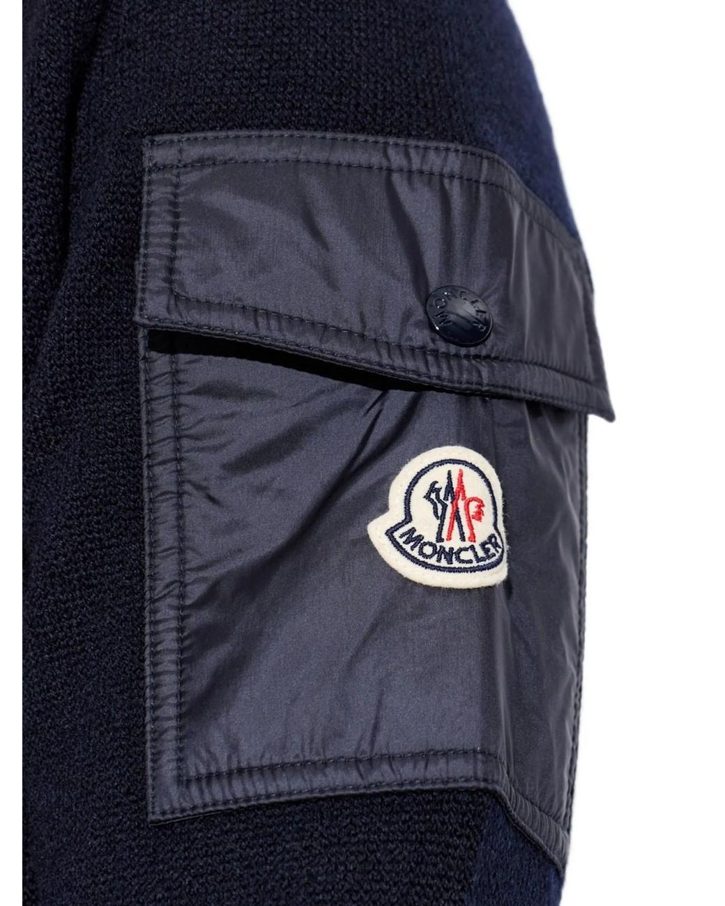 Moncler Blue Extra-Fine Wool Sweater With Patch Pocket for men