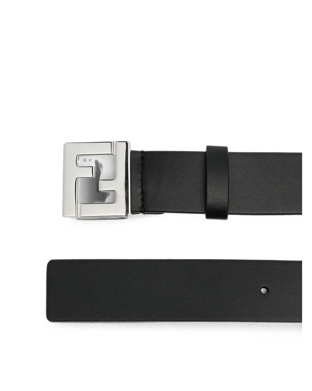 Fendi Black Ff 30 Leather Belt for men