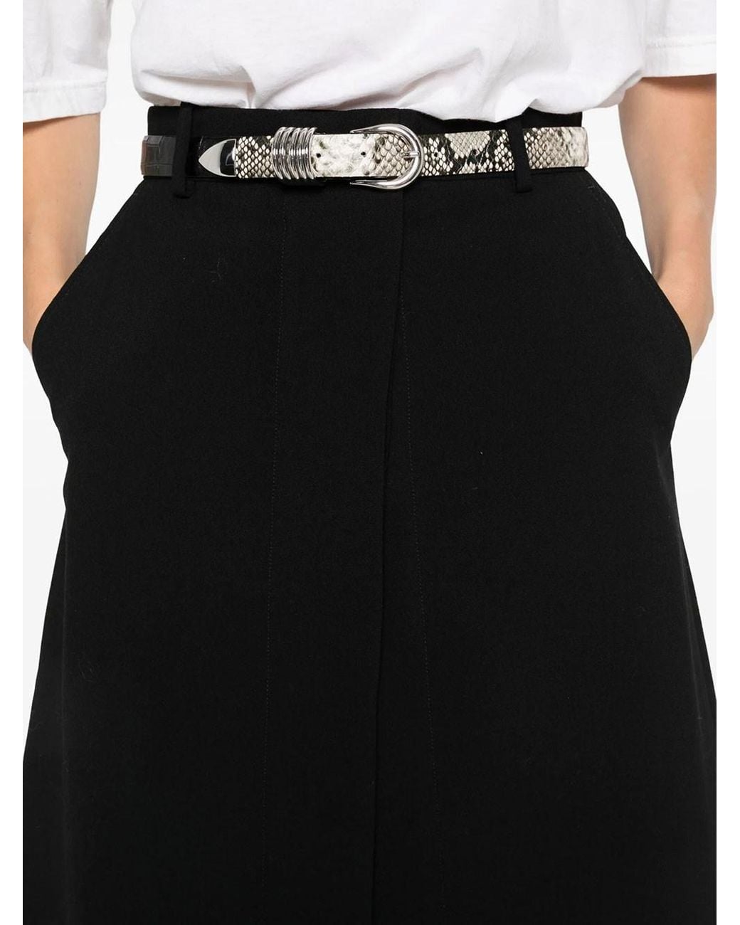 Cellar Door Black High-Waisted Flared Nim Skirt