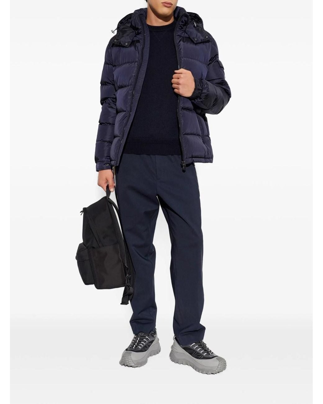 Moncler Blue Extra-Fine Wool Sweater With Patch Pocket for men