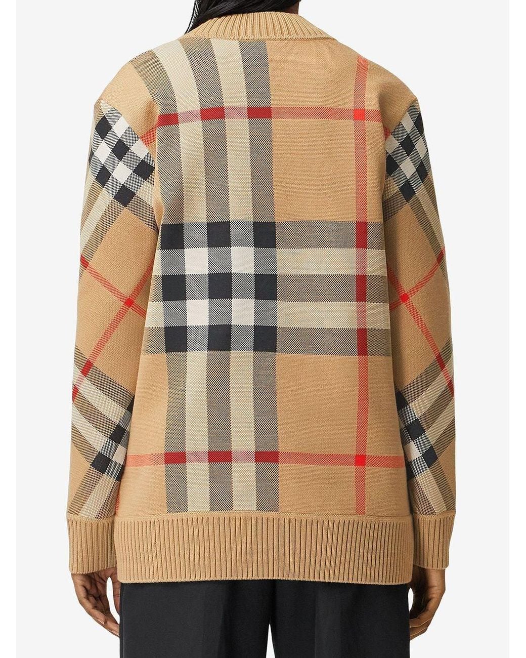 Burberry Brown Check Motif Wool Cardigan